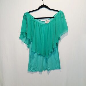 Midnight Velvet M Top Glam retro 60s chiffon ethereal romantic fairy boho disco